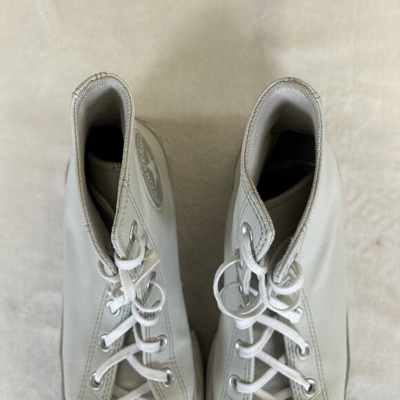 Converse Chuck Taylor All Star Lift High-top Platform Faux Leather Light Bone 10 - Picture 9 of 11